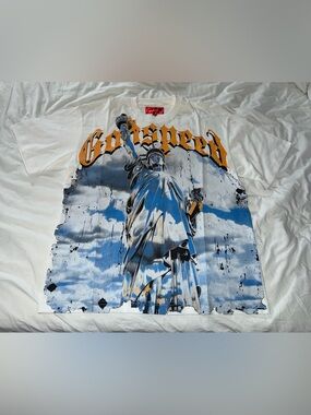 Godspeed White Graphic Statue of Liberty T-Shirt